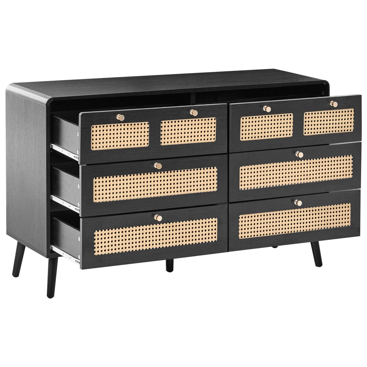 Komoda 6 szuflad MOURA Czarny