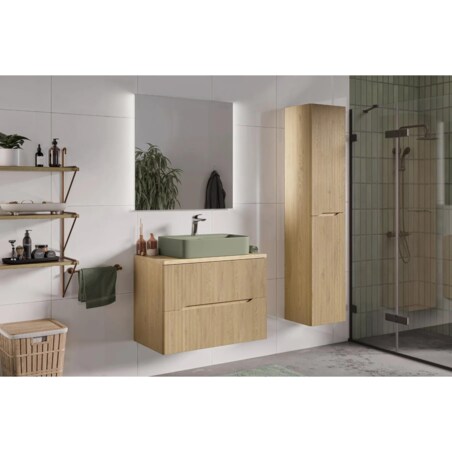 Szafka pod umywalkę nablatową NORDIC CREMONA 2S 80cm dąb cremona z blatem