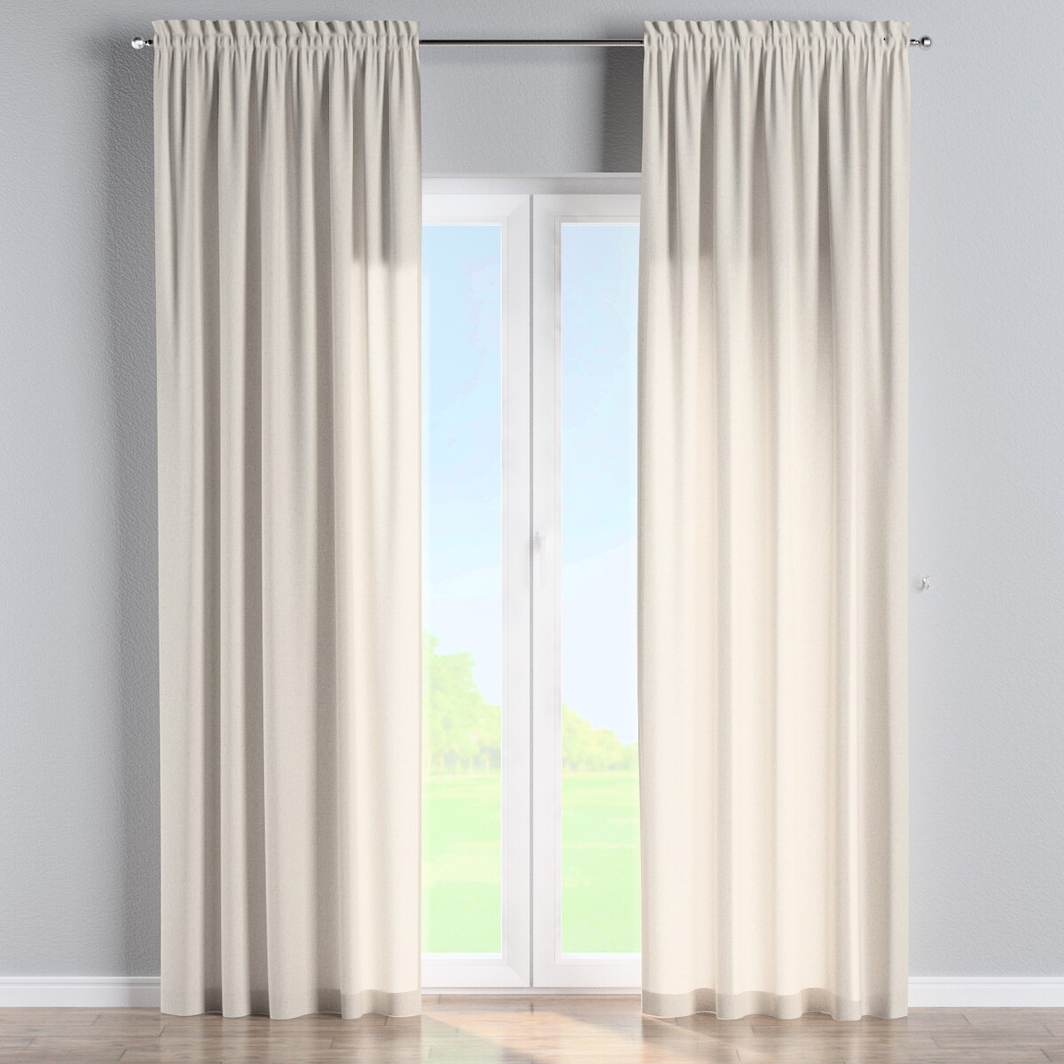 Zasłona na kanale z grzywką 1 szt. 130x260 melanż szaro-beżowy