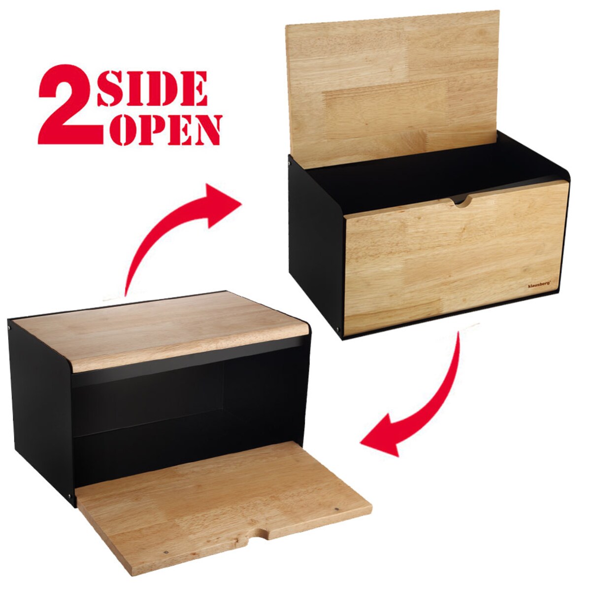 Chlebak stalowo-drewniany pojemnik na chleb pieczywo czarny KLAUSBERG