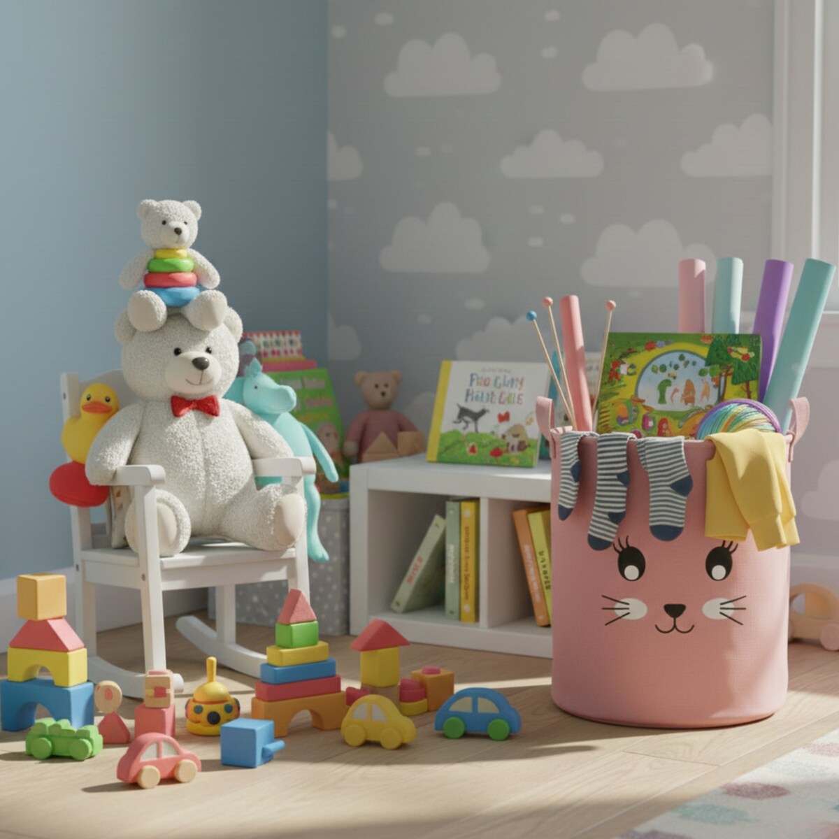 Kosz na zabawki klocki zamykany ze ściągaczem duży XXL organizer pojemnik