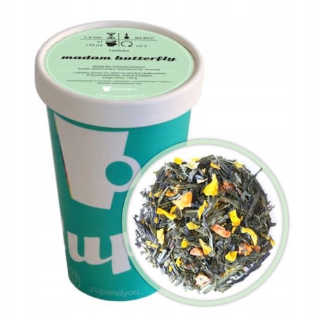 Herbata zielona MADAM BUTTERFLY premium brzoskwinie kwiat słonecznika 100g - herbata liściasta sypana mieszanka napar susz