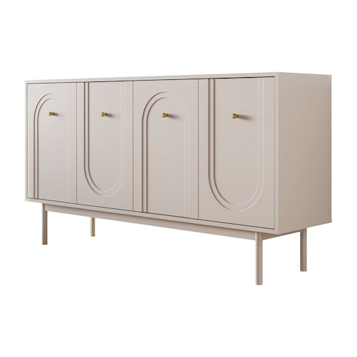 Komoda LIBERTY 4D na drewnianych nóżkach, kaszmir