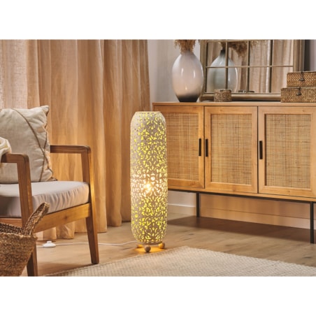 Lampa stojąca metalowa kremowa MURES