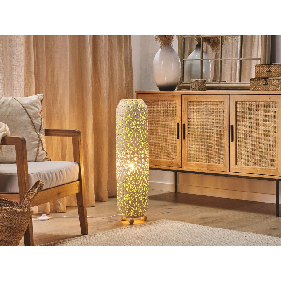 Lampa stojąca metalowa kremowa MURES