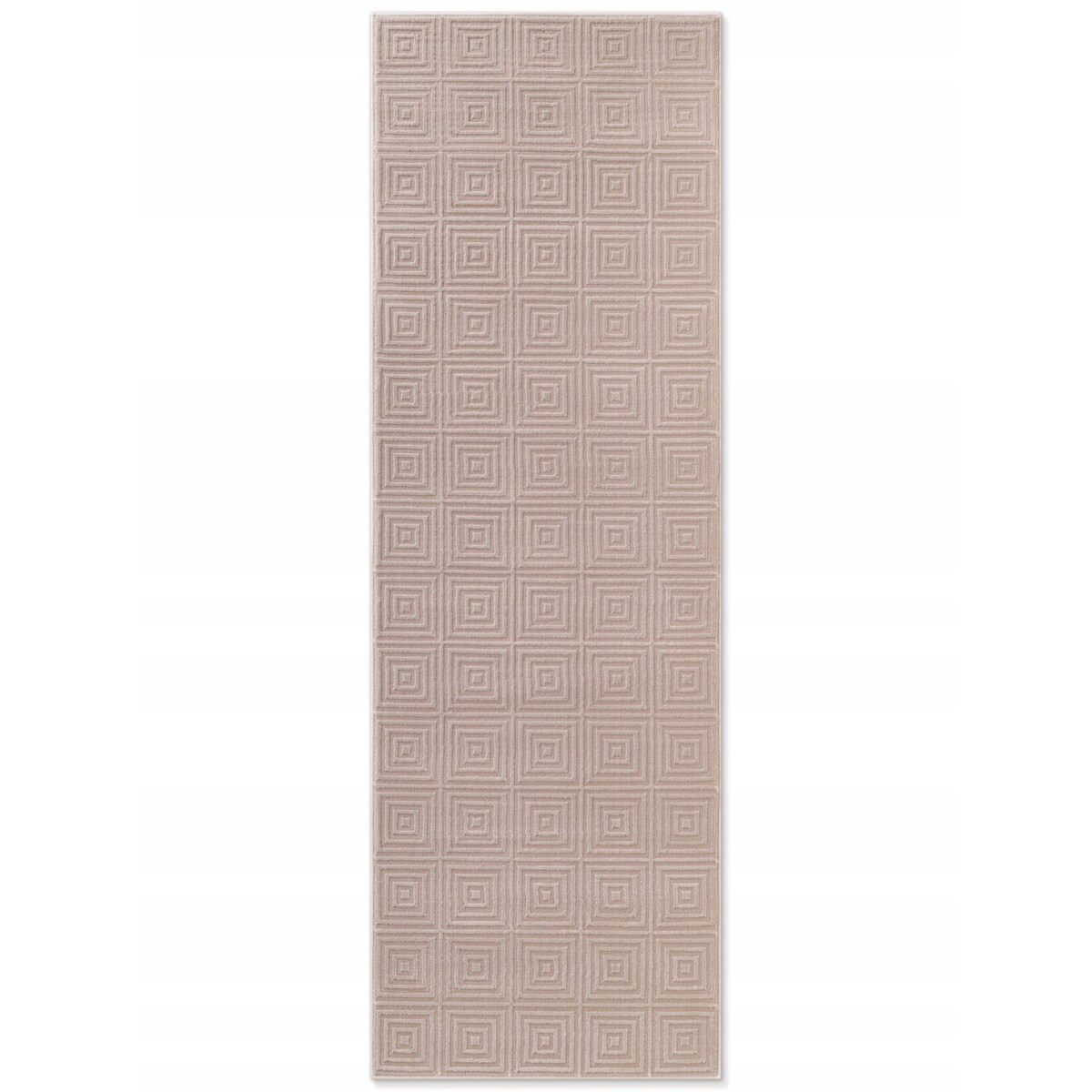 Chodnik pluszowy do korytarza 80x240cm, beżowy nowoczesny wzór boho