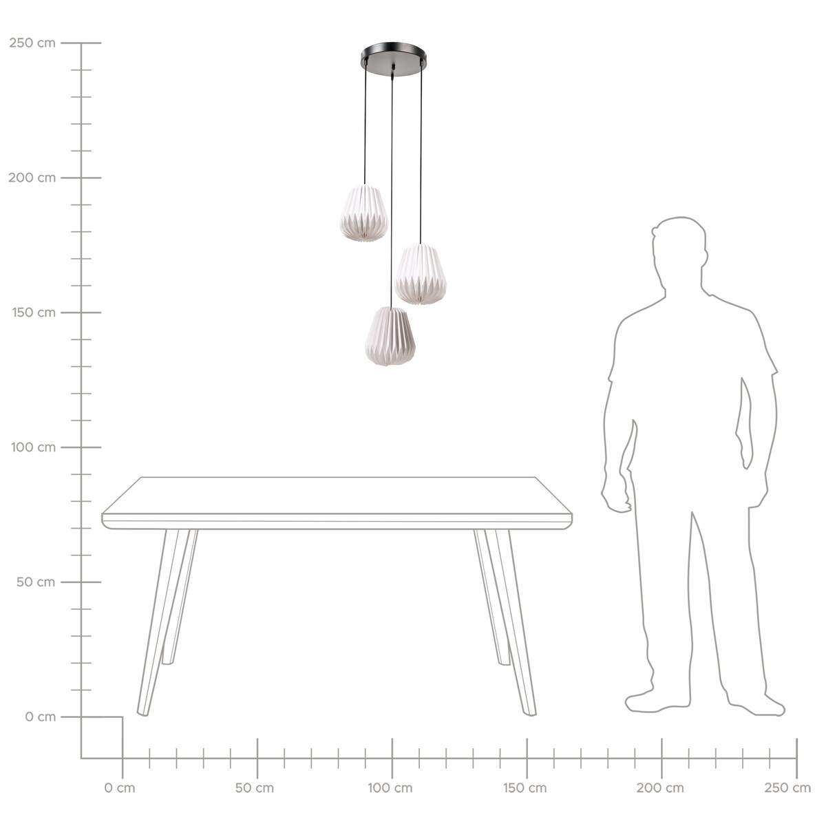Lampa wisząca 3-punktowa HONDE Papier Biały