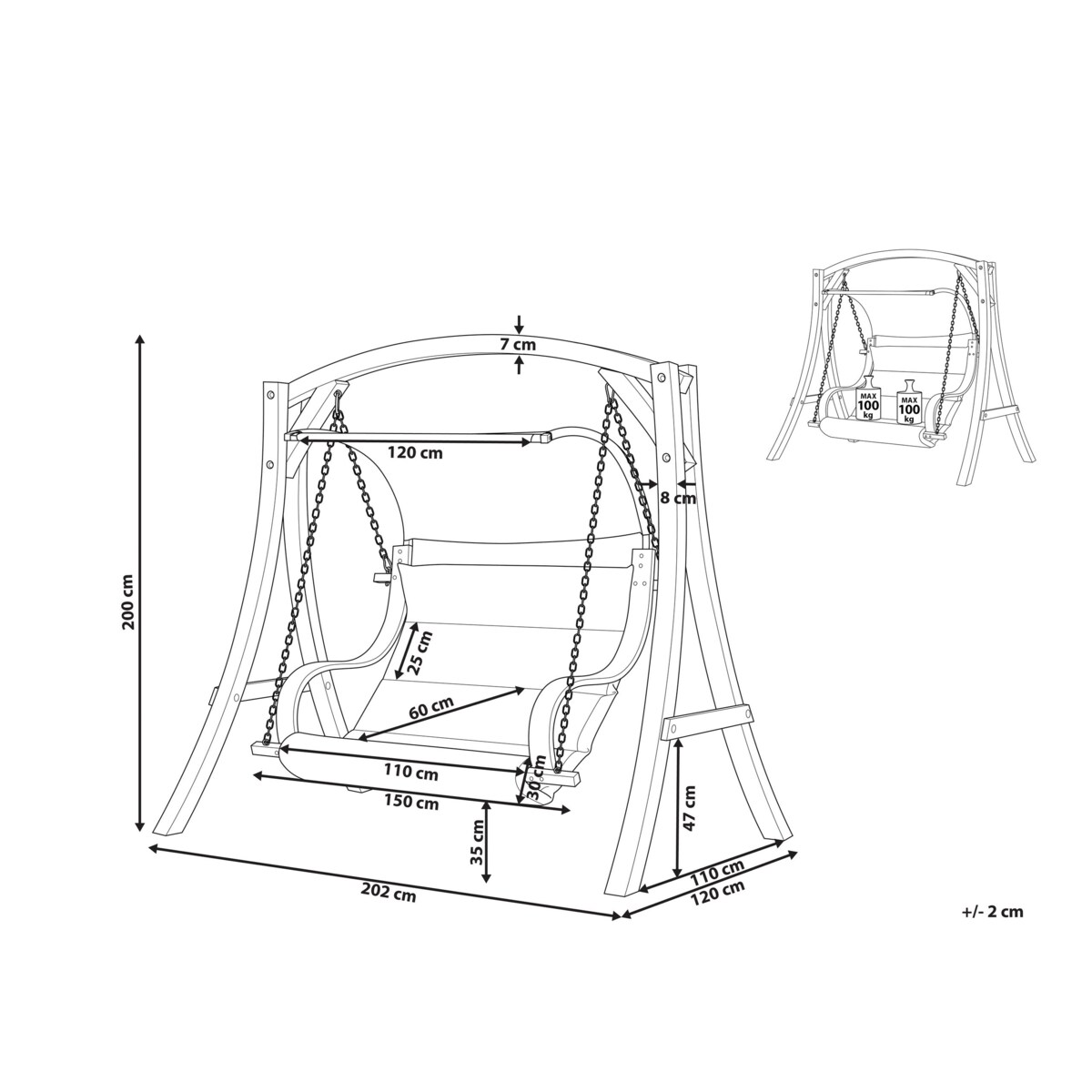 Huśtawka ogrodowa drewniana beżowa APRILIA