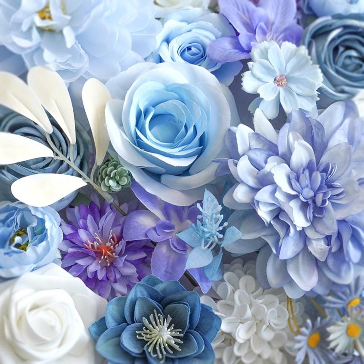 Kwiaty w ramce - ozdoba DIY - Kobaltowe błękity