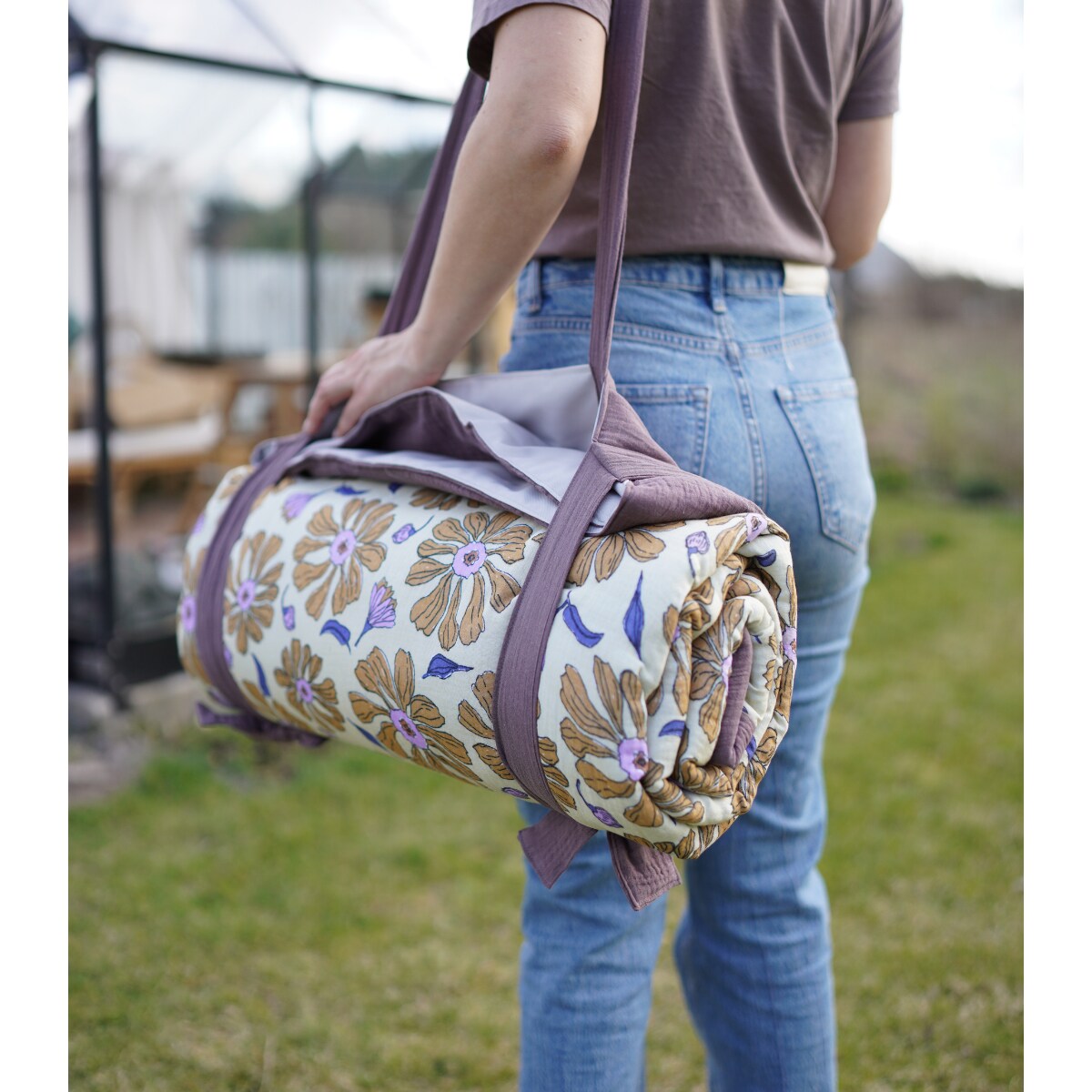 Flower Power – muślinowy koc piknikowy XXL – mata piknikowa 180×150 cm