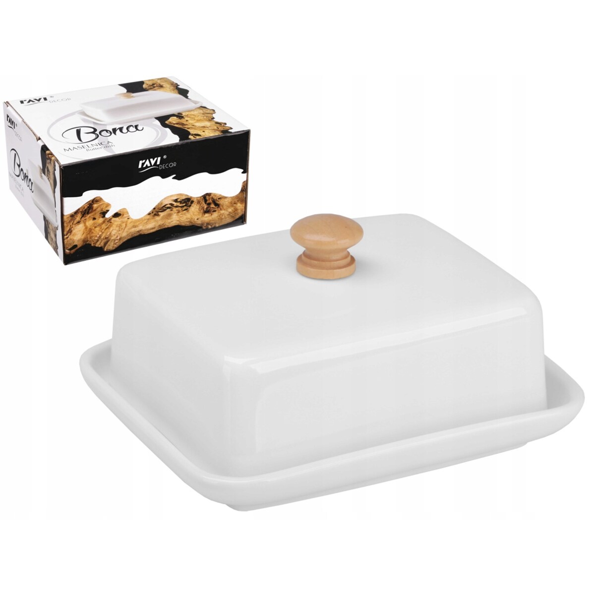 MASELNICZKA na masło pojemnik ceramika biała box na prezent kuchenna