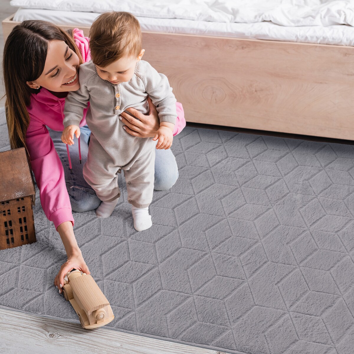 Dywan miękki Rabbit Prestige 120x160 cm e-floor OEKO-TEX szary