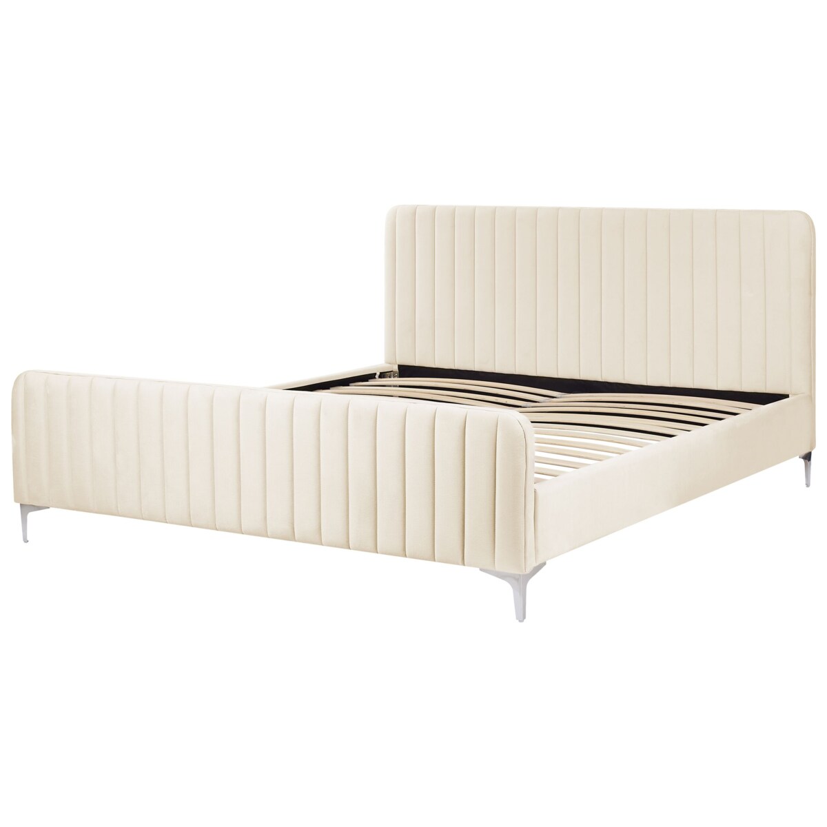 Łóżko welurowe 180 x 200 cm beżowe LUNAN