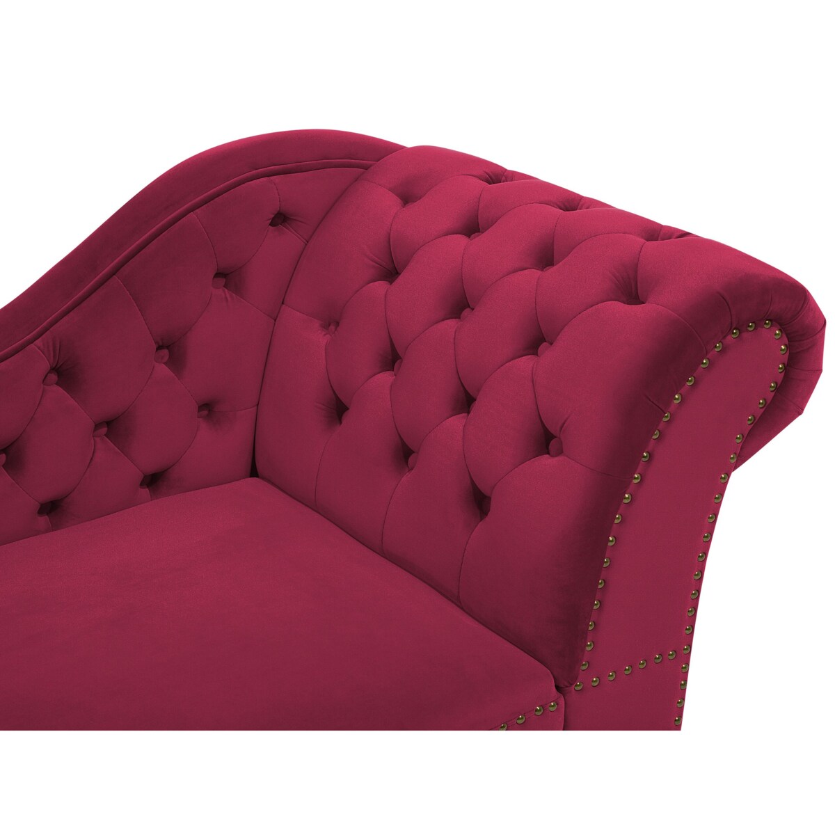 Szezlong welurowy prawostronny burgundowy NIMES