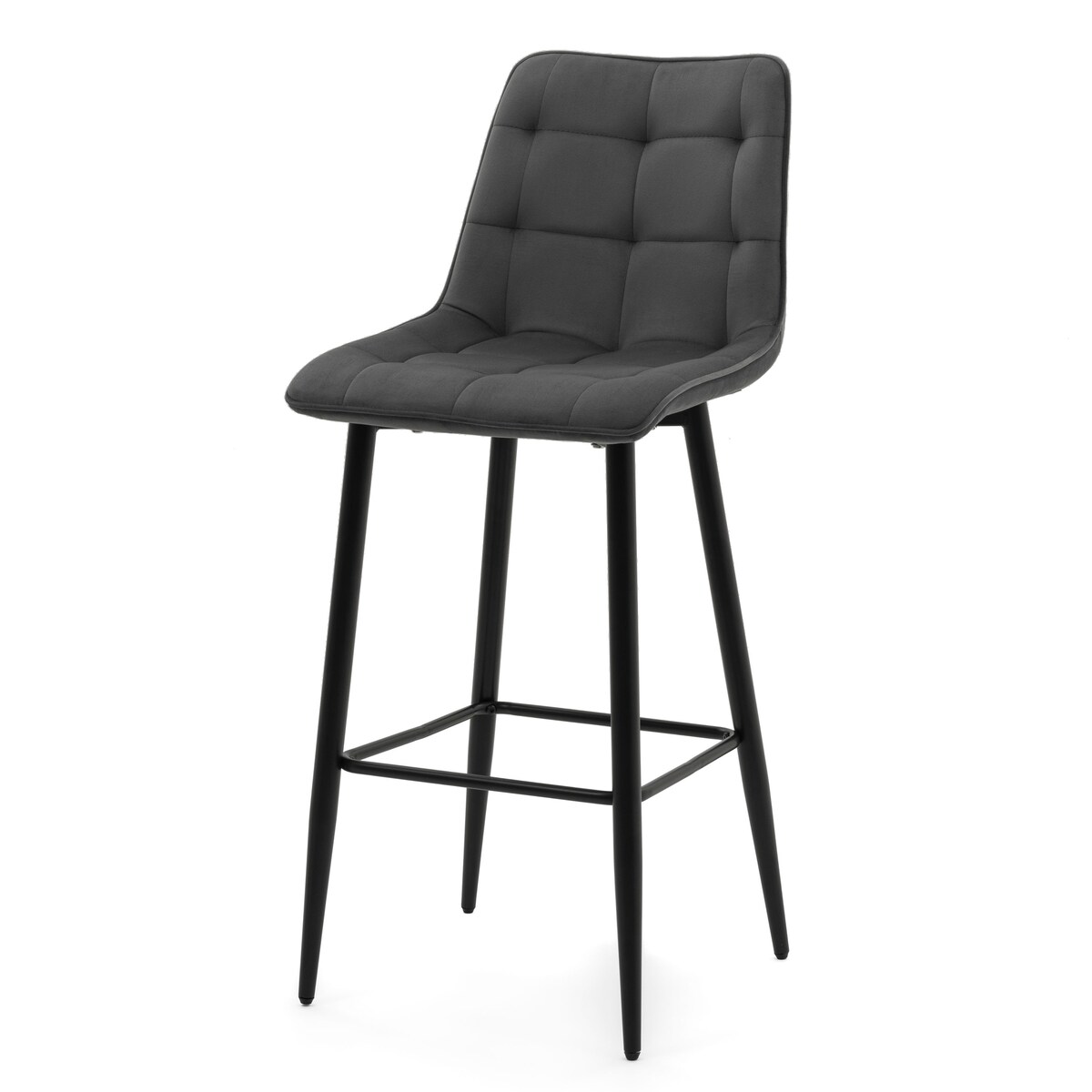 Hoker tapicerowany barowy welurowy CHIC szary do salonu jadalni