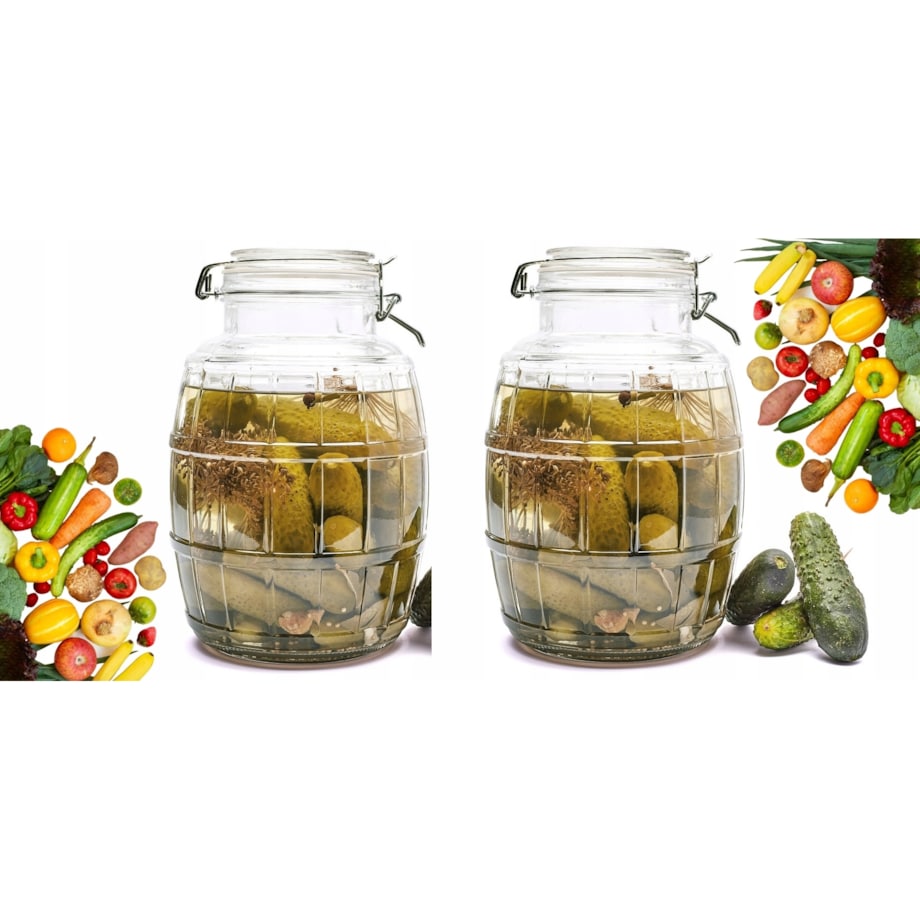 2x szklana beczka 4,1L pojemnik słoik na grzyby kapusta ogórki papryka wek