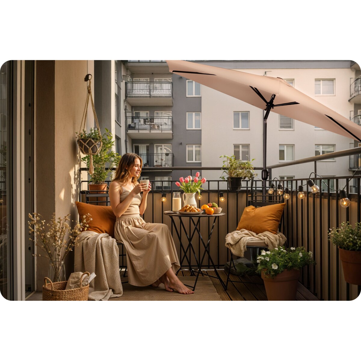 Duży parasol ogrodowy 300cm balkonowy składany + pokrowiec Plonos