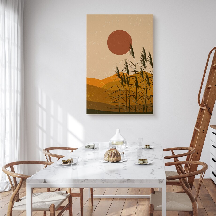 OBRAZ DO SYPIALNI TRZCINY ZACHÓD SŁOŃCA MARTWA NATURA STYL BOHO 80x120cm