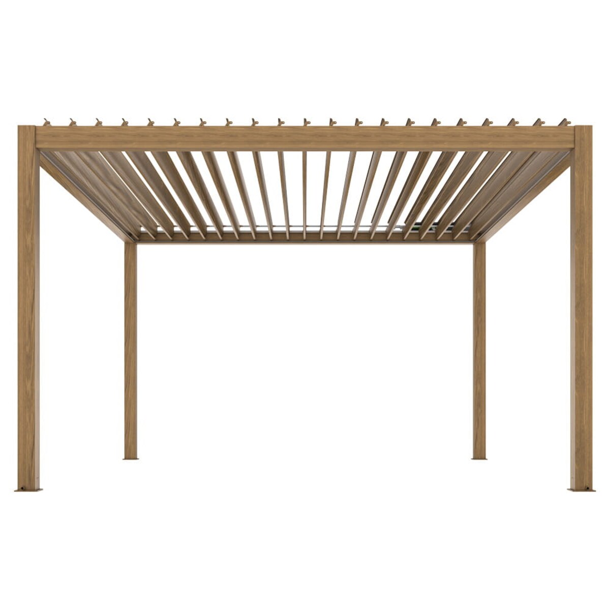 Pergola ogrodowa w kolorze drewna, oświetlenie LED Luxe 4x4m aluminiowa