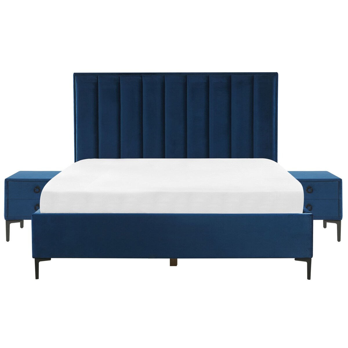 Zestaw do sypialni Welur SEZANNE 180 x 200 cm Granatowy