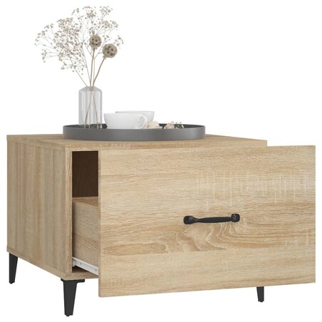 vidaXL Stolik kawowy z metalowymi nogami, dąb sonoma, 50x50x40 cm