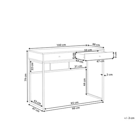 Biurko / Konsola 2 szuflady biało-złota DAPHNE