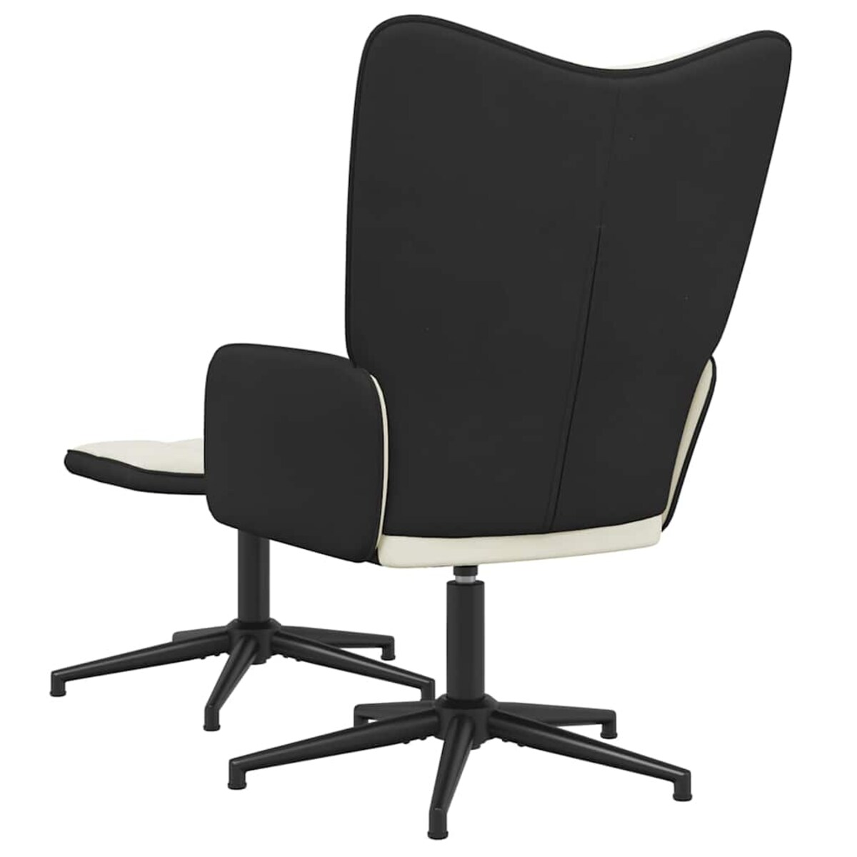 vidaXL Fotel z podnóżkiem, kremowy, aksamit i PVC