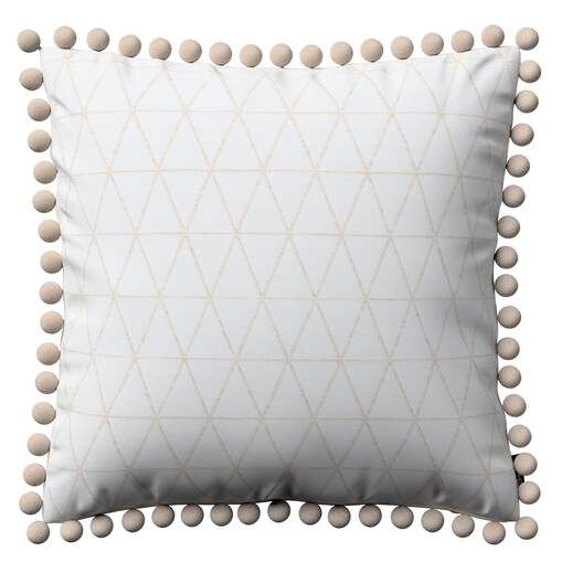 Poszewka Wera na poduszkę 45x45 beżowe trójkąty na kremowo-białym tle