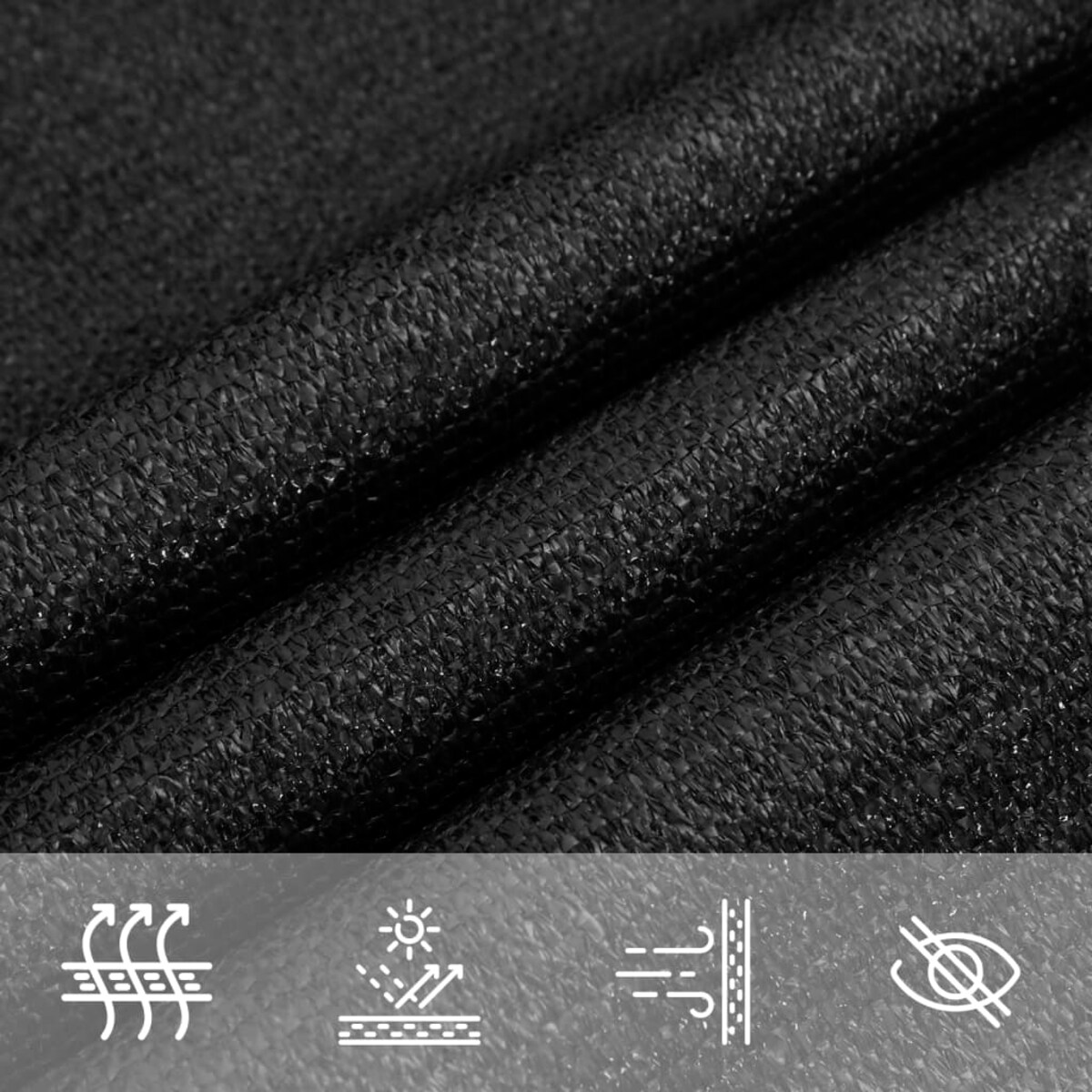 vidaXL Żagiel przeciwsłoneczny, 160 g/m², czarny, 4x4x4 m, HDPE