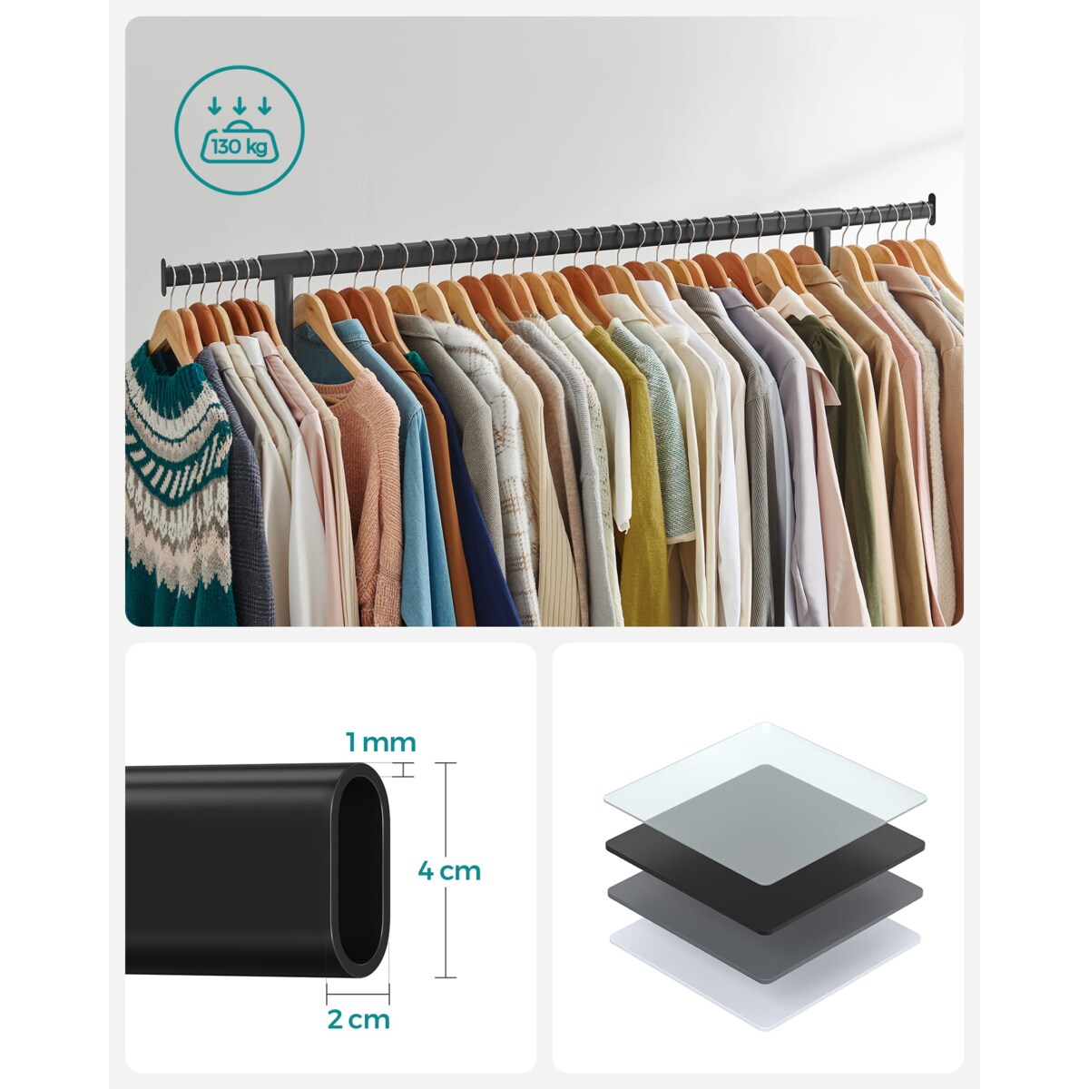 Wieszak Na Ubrania Na Kółkach Do Garderoby Korytarza Czarny