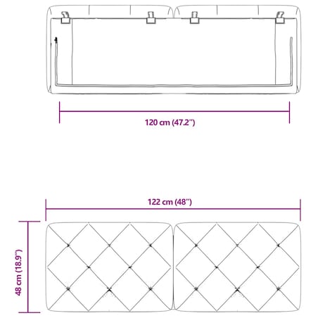 vidaXL Poduszka na wezgłowie, niebieska, 120 cm, aksamitna