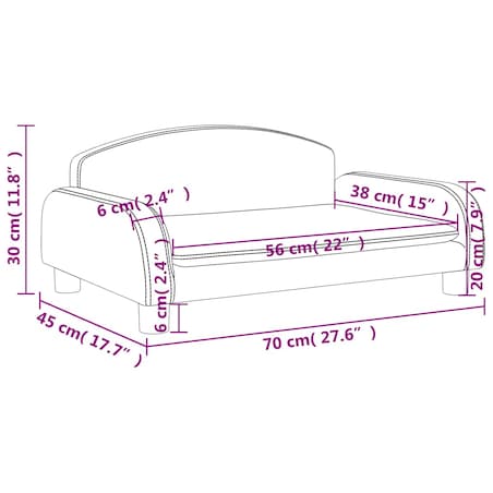 vidaXL Sofa dla dzieci, brązowa, 70x45x30 cm, obita tkaniną