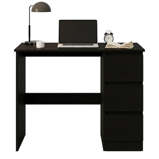 Biurko komputerowe czarne nowoczesne szufladami loft