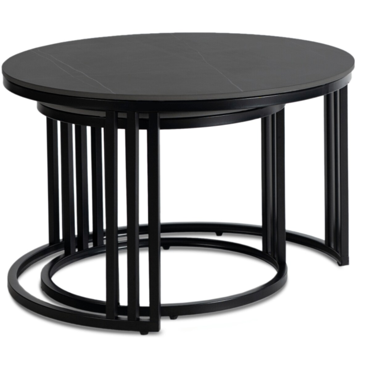 Stolik Kawowy Okrągły Ceramiczny Czarny Marmur Ława Glamour 2w1 JERRY