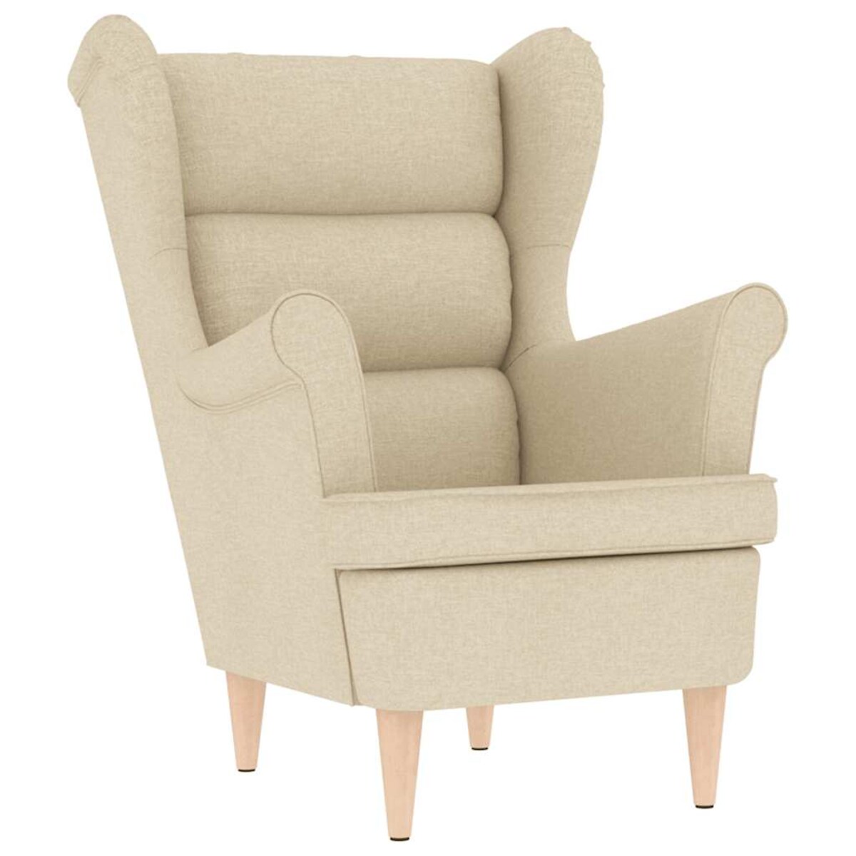 vidaXL Fotel z podnóżkiem, kremowy, tapicerowany tkaniną