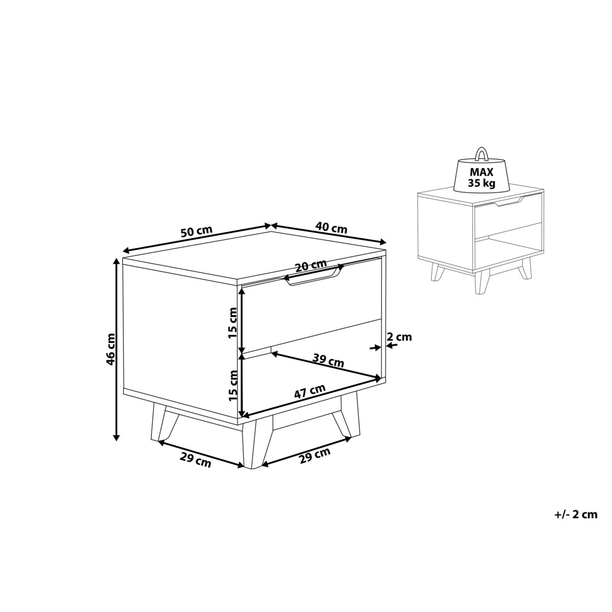 Szafka nocna jasne drewno z czarnym SPENCER