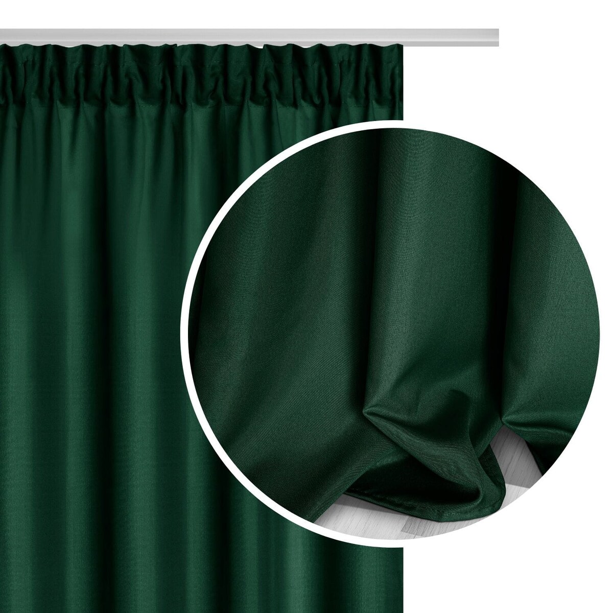 Butelkowa Zieleń Zasłona do Kuchni na Taśmie 140 x 175 do Salonu Sypialni