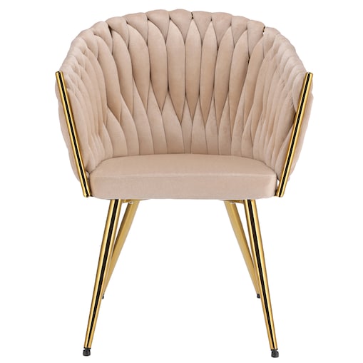 Krzesło welurowe eleganckie MOLTO beżowe tapicerowane