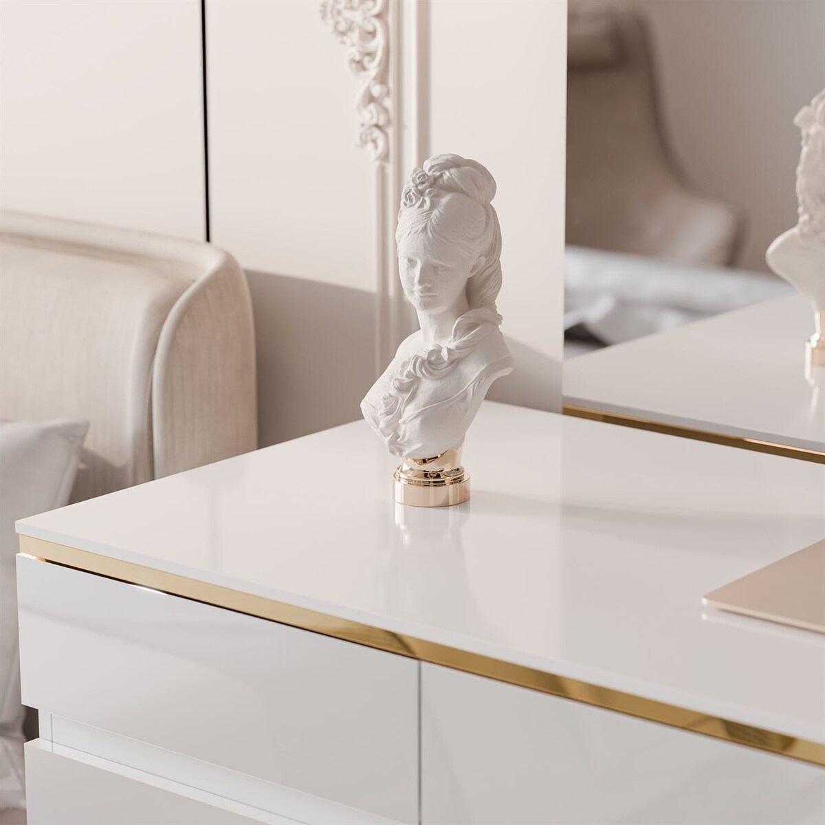 Biurko AURORA z szufladami biały połysk