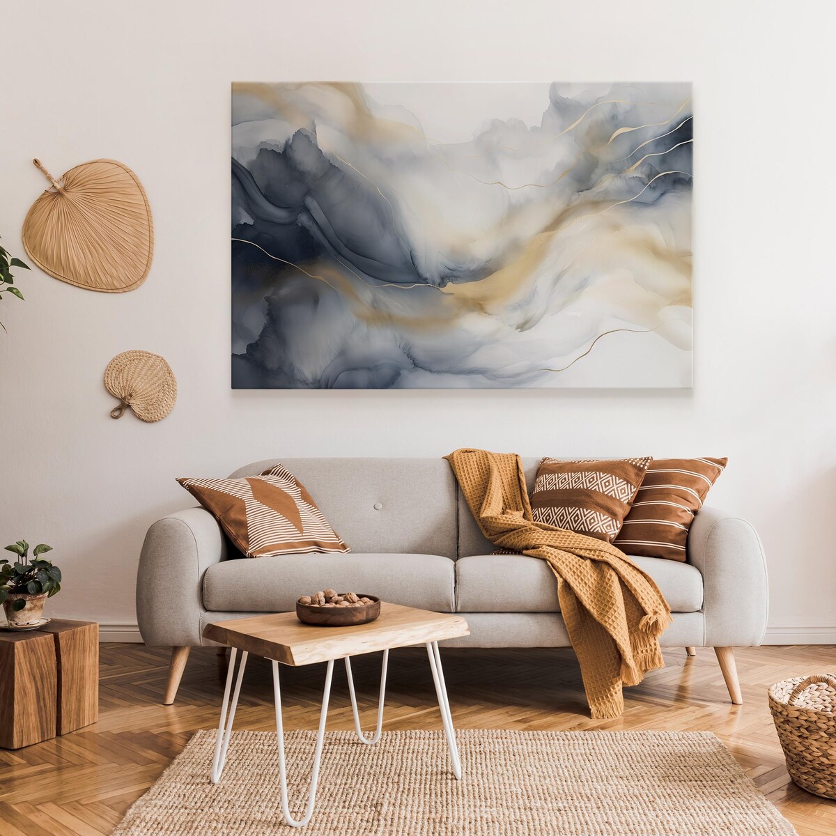 Obraz Do Sypialni MARMUR Z Elementami Złota Akwarela Abstrakcja 120x80cm