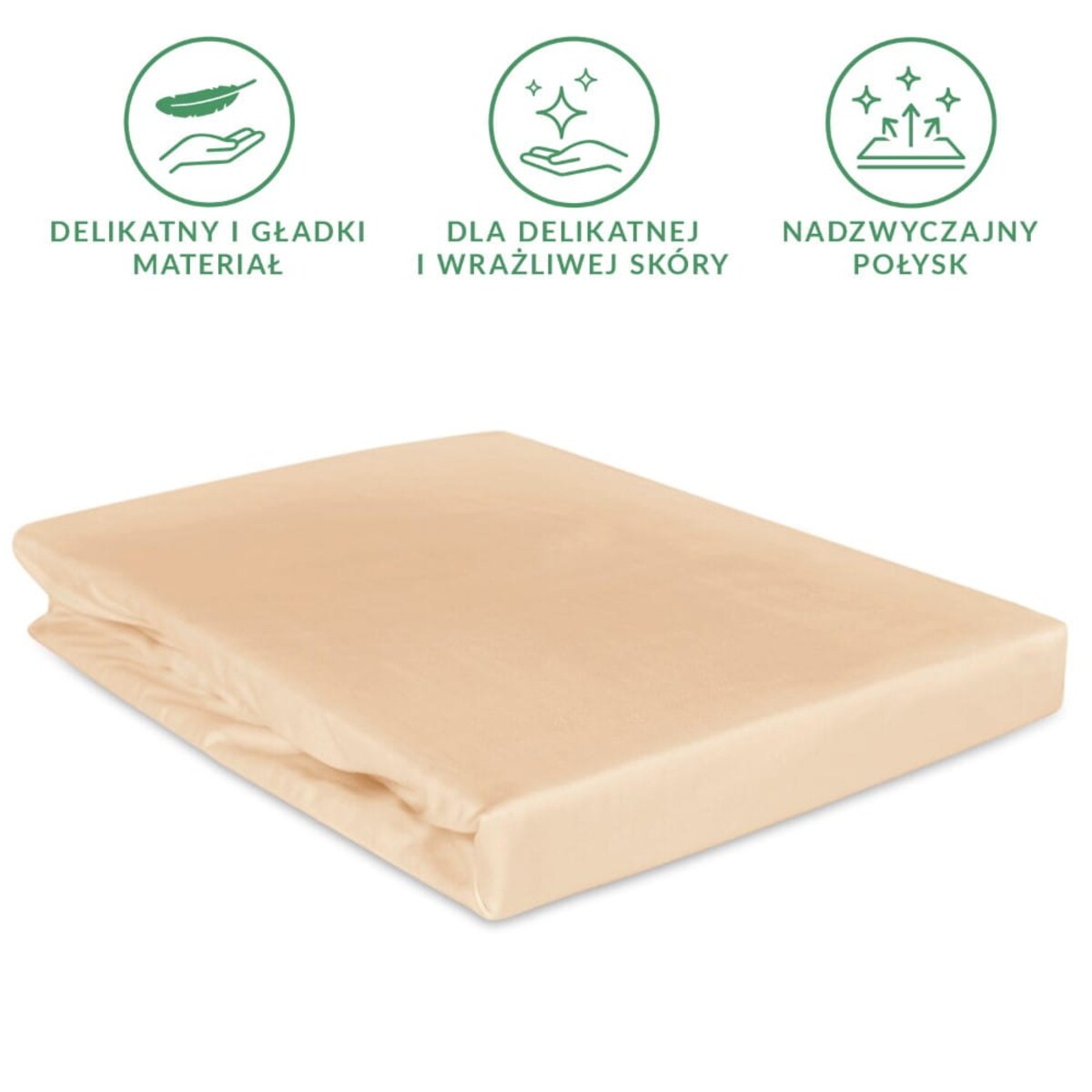 Prześcieradło z bawełny satynowej z gumką 200x220 kolor Jasny beż