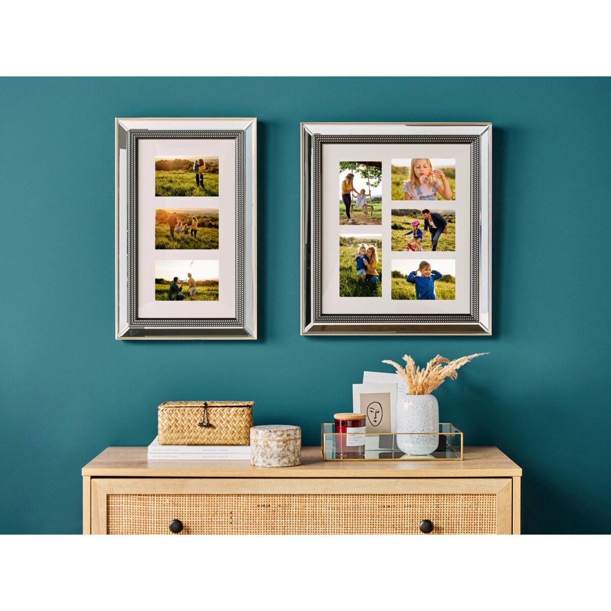 Multiramka na 5 zdjęć lustrzana srebrna DALABA