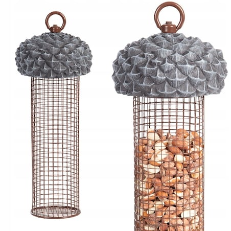 Karmnik dla Ptaków Wiszący na orzechy i ziarno 28 cm w Kształcie żołędzia