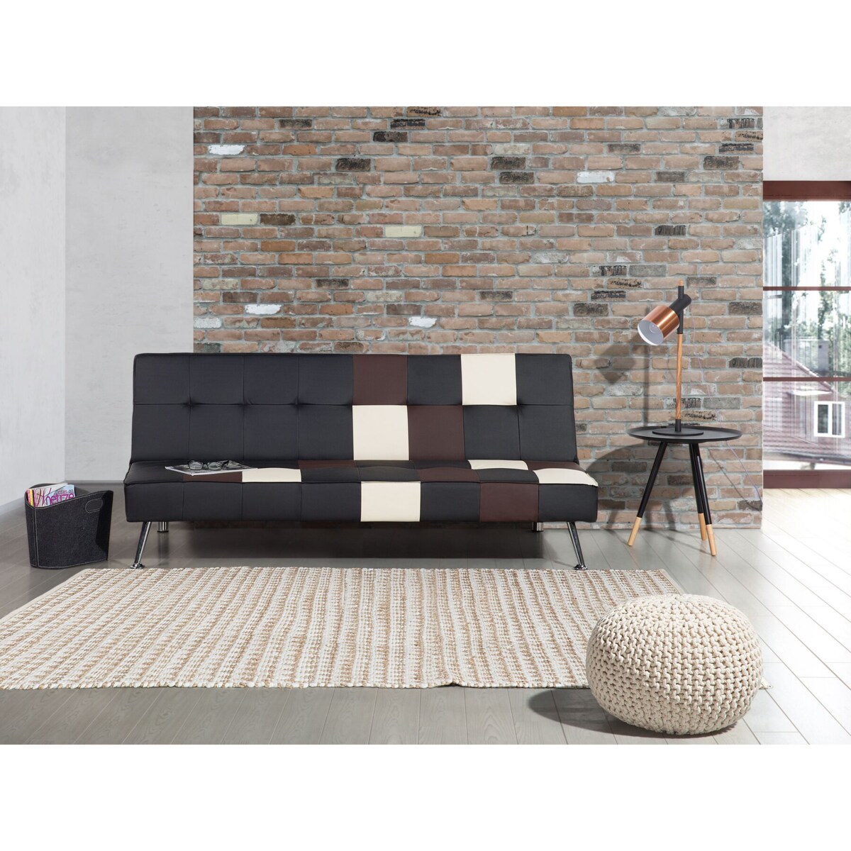 Sofa rozkładana ekoskóra wielokolorowa patchwork OLSKER