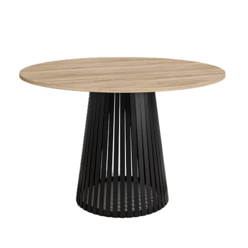 Stół okrągły VIV z lamelami do jadalni , salonu, blat 75 cm - dąb sonoma