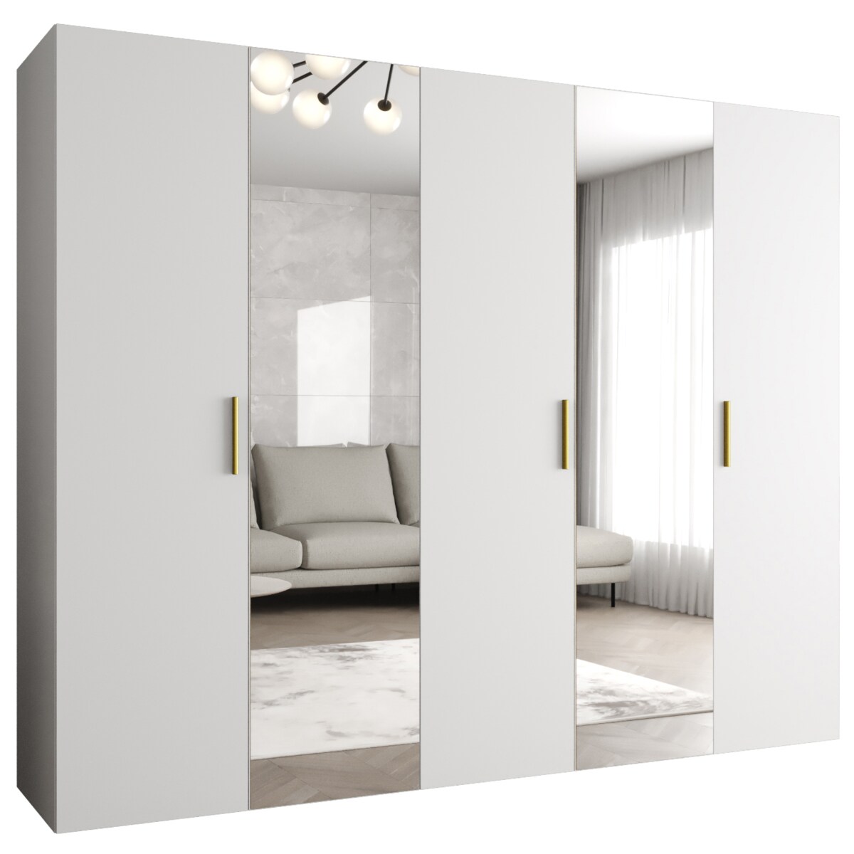 Szafa uchylna otwierana BARI 2 250 wys. 202 cm Biały + u. Złoty