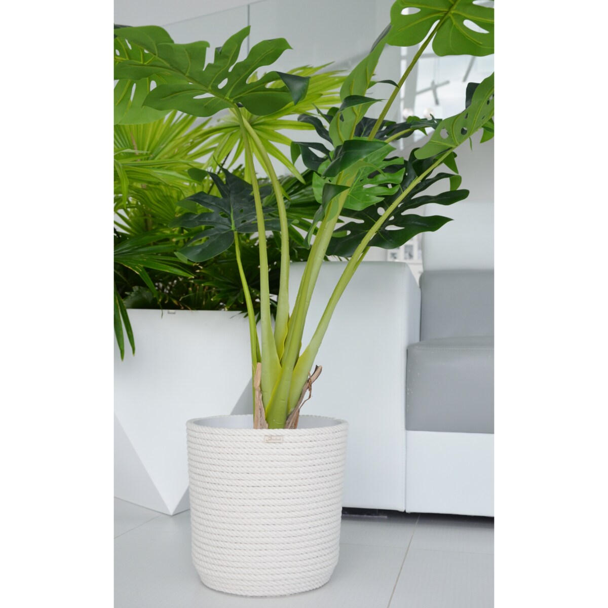 35 BOHO gruby sznurek lina BIAŁA BAWEŁNA naturalna osłonka na doniczkę koszyk z trawy plecionej styl skandynawski etno loft marynistyczny wzór 35/BB16