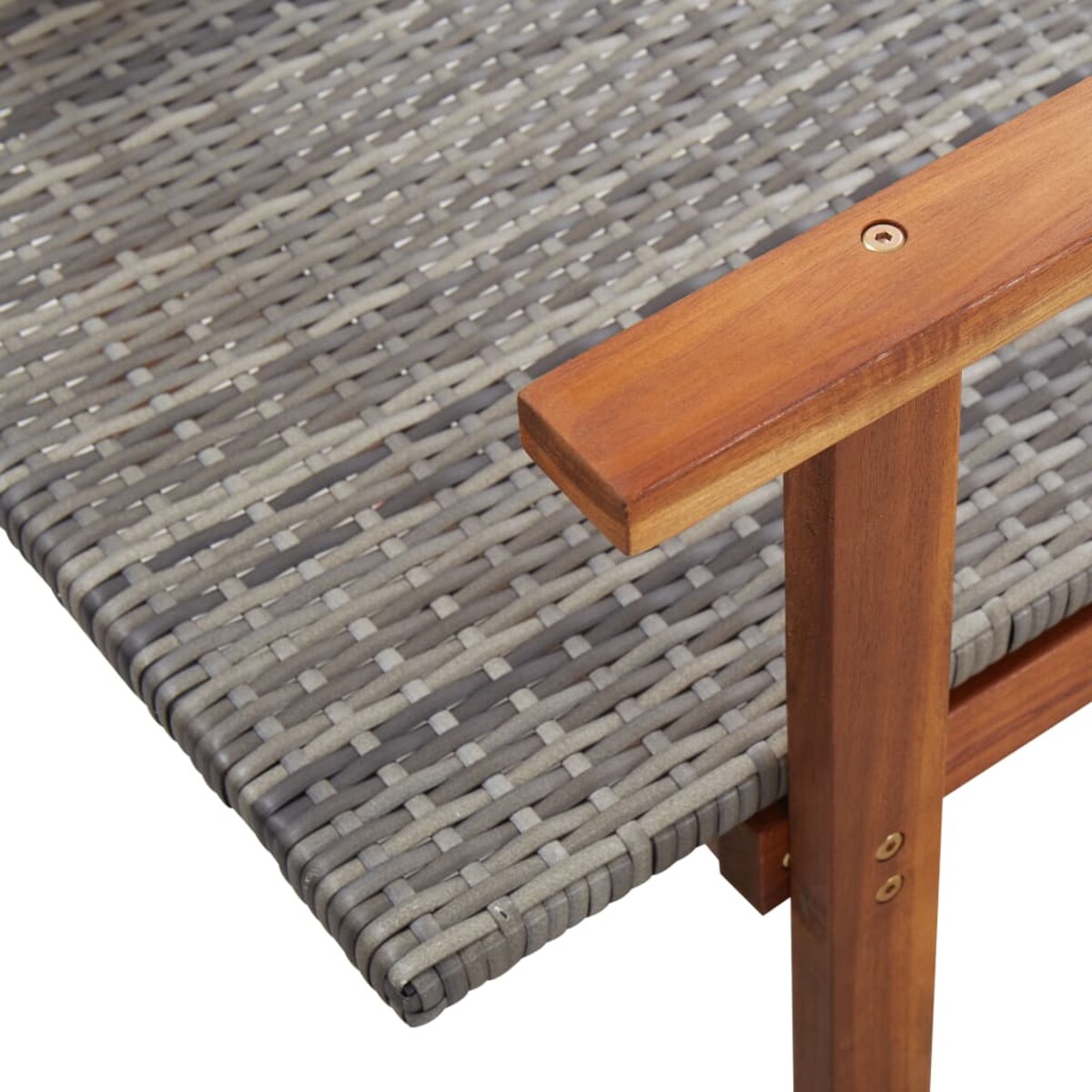 vidaXL Leżak, polirattan i lite drewno akacjowe, szary