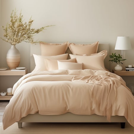 Pościel satyna bawełniana 220x200 kolor Jasny beż