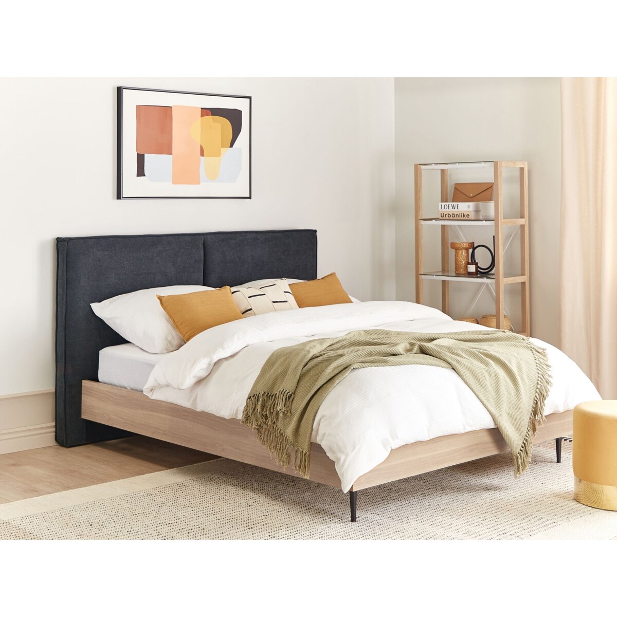 Łóżko tapicerowane 160 x 200 cm szare IZERNORE